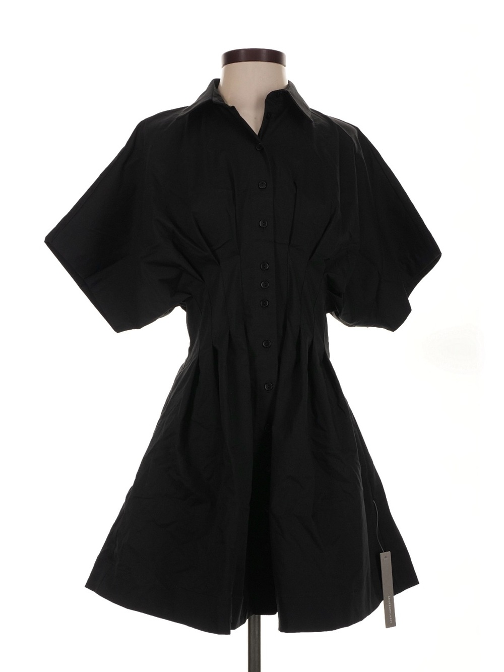 Anthropologie Exquise Tobie Black Short-Sleeve Button Up Shirt Dress NWT
